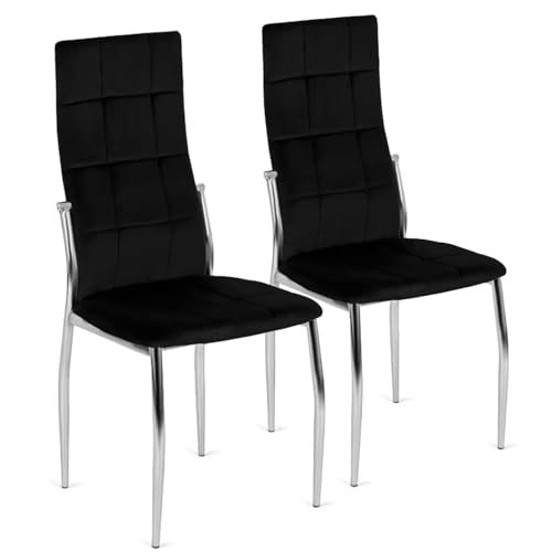 MEBEL ELITE - Esszimmer Stühle in Velourstoff 2er Set - Esszimmerstühle Schwarz 101 x 46 x 48 [cm] - Küchenstühle Modern - Weiche Esstischstühle - Stabile Essstühle, leicht zu reinigen von MEBEL ELITE