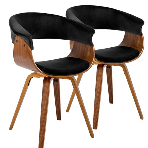 MEBEL ELITE - Esszimmer Stühle in Velourstoff 2er Set - Esszimmerstühle Schwarz 50 x 82 x 63 [cm] - Küchenstühle Modern - Weiche Esstischstühle - Stabile Essstühle, leicht zu reinigen von MEBEL ELITE