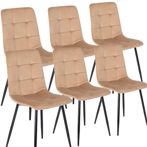 MEBEL ELITE - Esszimmer Stühle in Velourstoff 6er Set - Esszimmerstühle Beige 42 x 43 x 51 x 4,5 cm - Küchenstühle Modern - Weiche Esstischstühle - Stabile Essstühle ohne scharfe Kanten MEBEL ELITE - Esszimmer Stühle in Velourstoff 6er Set - Esszimmerstühle Beige 42 x 43 x 51 x 4,5 cm - Küchenstühle Modern - Weiche Esstischstühle - Stabile Essstühle ohne scharfe Kanten von MEBEL ELITE