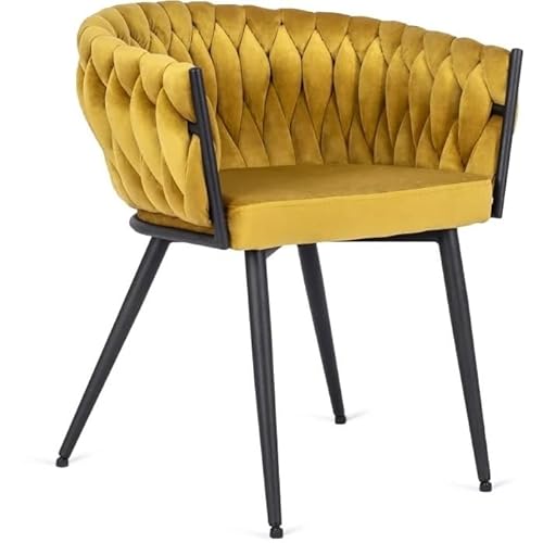 MEBEL ELITE - Esszimmer Stuhl in Velourstoff - Essstühle Curry/gelb 54 x 73 x 65 [cm] - Weicher Polsterstuhl Esszimmer - Gesteppter Wohnzimmer Stuhl - Stabile Essstühle, leicht zu reinigen von MEBEL ELITE