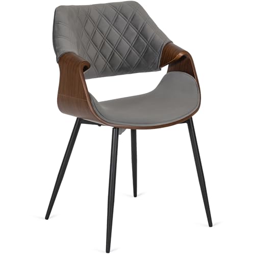 MEBEL ELITE - Esszimmer Stuhl in Velourstoff - Essstühle Grau 50 x 86 x 59 [cm] - Weicher Polsterstuhl Esszimmer - Gesteppter Wohnzimmer Stuhl - Stabile Essstühle, leicht zu reinigen von MEBEL ELITE