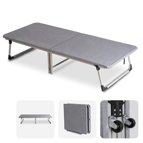 MEBEL ELITE Faltbett Gästebett Klappbar 190x80 cm – Reisebett Erwachsene mit Stabilem Stahlrahmen – Klappbett Camping Grau – Campingbett Leicht Faltbar & Tragbar - Kompakte Aufbewahrung, bis 250 kg von MEBEL ELITE