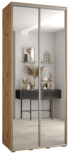 Kleiderschrank mit Spiegel Davos 2 Garderobenschrank - Schrank Schlafzimmer - Mehrzweckschrank 2 Schiebetüren - Regalen - Flur Möbel - Kleiderstange Schrank - Allzweckschrank - closet - Gaderobe Kleiderschrank mit Spiegel Davos 2 Garderobenschrank - Schrank Schlafzimmer - Mehrzweckschrank 2 Schiebetüren - Regalen - Flur Möbel - Kleiderstange Schrank - Allzweckschrank - closet - Gaderobe von MEBLE KRYSPOL