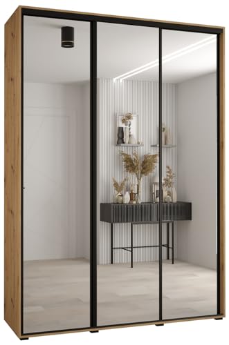 Kleiderschrank mit Spiegel Davos 2 Garderobenschrank - Schrank Schlafzimmer - Mehrzweckschrank 2 Schiebetüren - Regalen - Flur Möbel - Kleiderstange Schrank - Allzweckschrank - closet - Gaderobe Kleiderschrank mit Spiegel Davos 2 Garderobenschrank - Schrank Schlafzimmer - Mehrzweckschrank 2 Schiebetüren - Regalen - Flur Möbel - Kleiderstange Schrank - Allzweckschrank - closet - Gaderobe von MEBLE KRYSPOL
