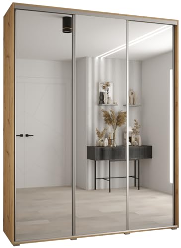 Kleiderschrank mit Spiegel Davos 2 Garderobenschrank - Schrank Schlafzimmer - Mehrzweckschrank 2 Schiebetüren - Regalen - Flur Möbel - Kleiderstange Schrank - Allzweckschrank - closet - Gaderobe Kleiderschrank mit Spiegel Davos 2 Garderobenschrank - Schrank Schlafzimmer - Mehrzweckschrank 2 Schiebetüren - Regalen - Flur Möbel - Kleiderstange Schrank - Allzweckschrank - closet - Gaderobe von MEBLE KRYSPOL