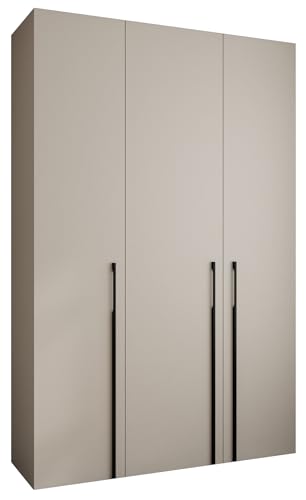 MEBLE KRYSPOL Como 3 Schrank mit 3 Türen - Kleiderschrank - Garderobe - Aufbewahrungsschrank für Schlafzimmer, Jugendzimmer, Kinderzimmer - 245,5x160x40cm - Kaschmir, Schwarz von MEBLE KRYSPOL