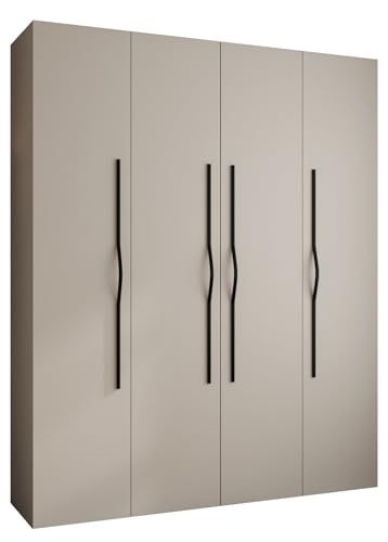 MEBLE KRYSPOL Como 2 Schrank mit 4 Türen - Kleiderschrank - Garderobe - Aufbewahrungsschrank für Schlafzimmer, Jugendzimmer, Kinderzimmer - 245,5x200x40cm - Kaschmir, Schwarz von MEBLE KRYSPOL