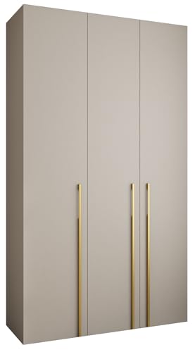 MEBLE KRYSPOL Como 3 Schrank mit 3 Türen - Kleiderschrank - Garderobe - Aufbewahrungsschrank für Schlafzimmer, Jugendzimmer, Kinderzimmer - 245,5x140x50cm - Kaschmir, Gold von MEBLE KRYSPOL