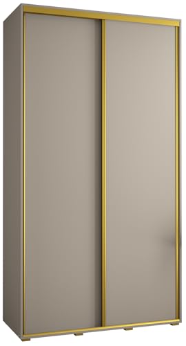 MEBLE KRYSPOL Dakota 1 Schrank mit Zwei Schiebetüren - Moderner Kleiderschrank mit Kleiderstange und Regalen - 235,2x130x45cm - Kaschmir Gold von MEBLE KRYSPOL