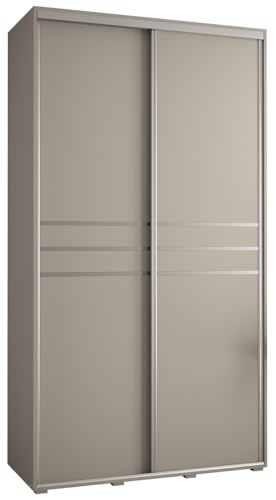 MEBLE KRYSPOL Dakota 10 Schrank mit Zwei Schiebetüren - Moderner Kleiderschrank mit Kleiderstange und Regalen - 235,2x140x60cm - Kaschmir Silber von MEBLE KRYSPOL