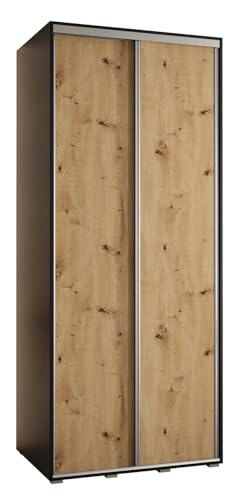 MEBLE KRYSPOL Davos 1 100 Schlafzimmerschrank mit Zwei Schiebetüren - Moderner Kleiderschrank mit Kleiderstange und Regalen - 235,2x100x60 cm - Schwarz Artisan Silber MEBLE KRYSPOL Davos 1 100 Schlafzimmerschrank mit Zwei Schiebetüren - Moderner Kleiderschrank mit Kleiderstange und Regalen - 235,2x100x60 cm - Schwarz Artisan Silber von MEBLE KRYSPOL