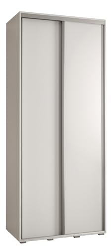 MEBLE KRYSPOL Davos 1 100 Schlafzimmerschrank mit Zwei Schiebetüren - Moderner Kleiderschrank mit Kleiderstange und Regalen - 235,2x100x45 cm - Weiß Weiß Silber von MEBLE KRYSPOL