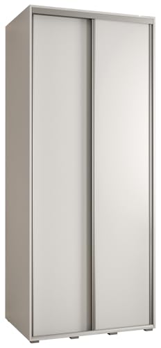 MEBLE KRYSPOL Davos 1 120 Schlafzimmerschrank mit Zwei Schiebetüren - Moderner Kleiderschrank mit Kleiderstange und Regalen - 235,2x120x60 cm - Weiß Weiß Silber von MEBLE KRYSPOL