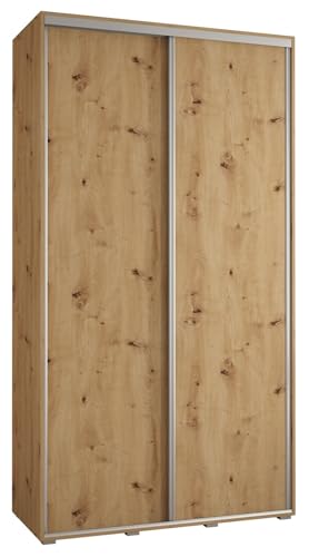 MEBLE KRYSPOL Davos 1 130 Schlafzimmerschrank mit Zwei Schiebetüren - Moderner Kleiderschrank mit Kleiderstange und Regalen - 235,2x130x45 cm - Artisan Artisan Silber von MEBLE KRYSPOL
