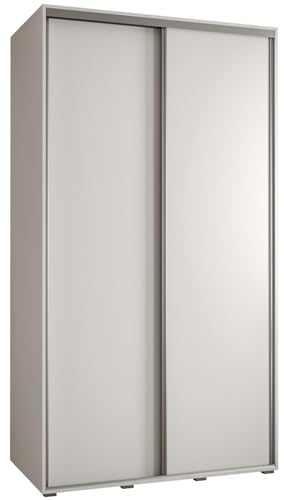 MEBLE KRYSPOL Davos 1 130 Schlafzimmerschrank mit Zwei Schiebetüren - Moderner Kleiderschrank mit Kleiderstange und Regalen - 235,2x130x60 cm - Weiß Weiß Silber von MEBLE KRYSPOL
