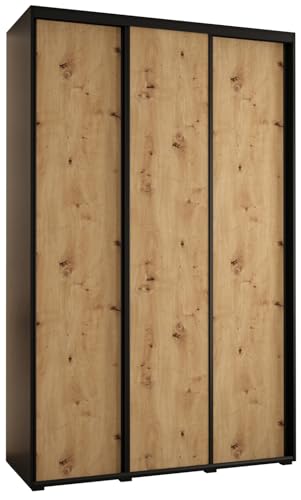 MEBLE KRYSPOL Davos 1 160 Schlafzimmerschrank mit DREI Schiebetüren - Moderner Kleiderschrank mit Kleiderstange und Regalen - 235,2x160x45 cm - Schwarz Artisan Schwarz von MEBLE KRYSPOL