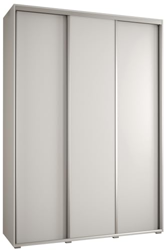 MEBLE KRYSPOL Davos 1 170 Schlafzimmerschrank mit DREI Schiebetüren - Moderner Kleiderschrank mit Kleiderstange und Regalen - 235,2x170x60 cm - Weiß Weiß Silber von MEBLE KRYSPOL