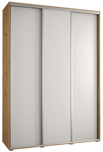 MEBLE KRYSPOL Davos 1 180 Schlafzimmerschrank mit DREI Schiebetüren - Moderner Kleiderschrank mit Kleiderstange und Regalen - 235,2x180x45 cm - Artisan Weiß Silber von MEBLE KRYSPOL