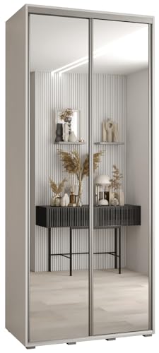 Kleiderschrank mit Spiegel Davos 2 Garderobenschrank - Schrank Schlafzimmer - Mehrzweckschrank 2 Schiebetüren - Regalen - Flur Möbel - Kleiderstange Schrank - Allzweckschrank - closet - Gaderobe Kleiderschrank mit Spiegel Davos 2 Garderobenschrank - Schrank Schlafzimmer - Mehrzweckschrank 2 Schiebetüren - Regalen - Flur Möbel - Kleiderstange Schrank - Allzweckschrank - closet - Gaderobe von MEBLE KRYSPOL