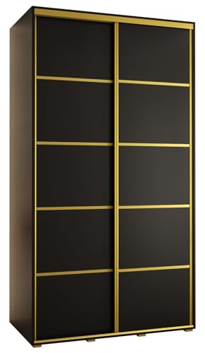 MEBLE KRYSPOL Davos 4 130 Schrank mit Zwei Schiebetüren für Schlafzimmer - Moderner Kleiderschrank mit Kleiderstange und Regalen - 235,2x130x60 cm - Schwarz Schwarz Gold MEBLE KRYSPOL Davos 4 130 Schrank mit Zwei Schiebetüren für Schlafzimmer - Moderner Kleiderschrank mit Kleiderstange und Regalen - 235,2x130x60 cm - Schwarz Schwarz Gold von MEBLE KRYSPOL