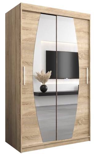 MEBLE KRYSPOL Elypse 120 Schlafzimmerschrank mit Zwei Schiebetüren, Spiegel, Kleiderstange und Regalen – 120x200x62cm - Sonoma MEBLE KRYSPOL Elypse 120 Schlafzimmerschrank mit Zwei Schiebetüren, Spiegel, Kleiderstange und Regalen – 120x200x62cm - Sonoma von MEBLE KRYSPOL
