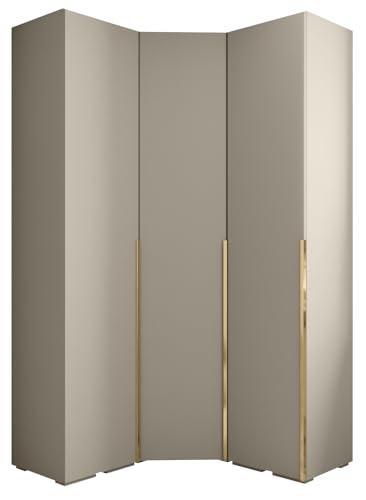MEBLE KRYSPOL Inova 1 Möbelset - Moderne Garderobe - für Schlafzimmer, Wohnzimmer, Flur, Kinderzimmer - Ankleidemöbel - 236,7x181,7x47cm - Kaschmir, Handgriff Gold von MEBLE KRYSPOL