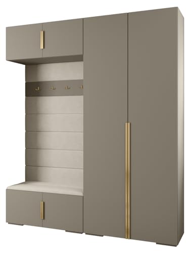 MEBLE KRYSPOL Inova 1 Möbelset - Moderne Garderobe - für Schlafzimmer, Wohnzimmer, Flur, Kinderzimmer - Ankleidemöbel - 236,7x200x47cm - Kaschmir, Paneele Manila 02, Handgriff Gold MEBLE KRYSPOL Inova 1 Möbelset - Moderne Garderobe - für Schlafzimmer, Wohnzimmer, Flur, Kinderzimmer - Ankleidemöbel - 236,7x200x47cm - Kaschmir, Paneele Manila 02, Handgriff Gold von MEBLE KRYSPOL