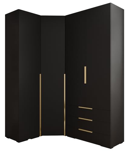 MEBLE KRYSPOL Inova 1 Möbelset - Moderne Garderobe - für Schlafzimmer, Wohnzimmer, Flur, Kinderzimmer - Ankleidemöbel - 236,7x231,7x47cm - Schwarz, Handgriff Gold MEBLE KRYSPOL Inova 1 Möbelset - Moderne Garderobe - für Schlafzimmer, Wohnzimmer, Flur, Kinderzimmer - Ankleidemöbel - 236,7x231,7x47cm - Schwarz, Handgriff Gold von MEBLE KRYSPOL