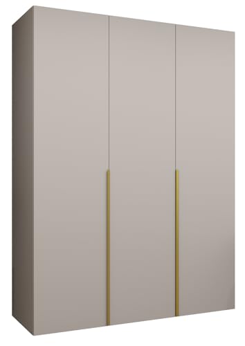 MEBLE KRYSPOL - Kleiderschrank - Drehtürenschrank - Schrank 150 x 202 x 52 cm - Moderner Garderobenschrank Schlafzimmer, Flur, Jugendzimmer - Kaschmir, Griff Gold - Alicante 1 von MEBLE KRYSPOL