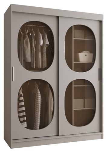 MEBLE KRYSPOL - Kleiderschrank - Schlafzimmerschrank - BxHxT 200x150x62cm - Schrank mit Schiebetüren mit Rauchglas, 2 Kleiderstangen und Fächern - Garderobenschrank BAHRAJN 2 - Kaschmir MEBLE KRYSPOL - Kleiderschrank - Schlafzimmerschrank - BxHxT 200x150x62cm - Schrank mit Schiebetüren mit Rauchglas, 2 Kleiderstangen und Fächern - Garderobenschrank BAHRAJN 2 - Kaschmir von MEBLE KRYSPOL