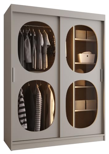 MEBLE KRYSPOL - Kleiderschrank - Schlafzimmerschrank - BxHxT 200x150x62cm - Schrank mit Schiebetüren mit Rauchglas, 2 Kleiderstangen und Fächern - Garderobenschrank BAHRAJN 2 - Kaschmir MEBLE KRYSPOL - Kleiderschrank - Schlafzimmerschrank - BxHxT 200x150x62cm - Schrank mit Schiebetüren mit Rauchglas, 2 Kleiderstangen und Fächern - Garderobenschrank BAHRAJN 2 - Kaschmir von MEBLE KRYSPOL