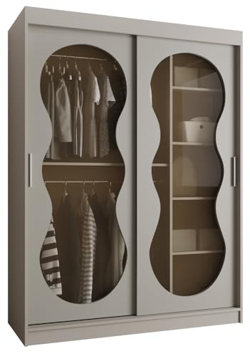 MEBLE KRYSPOL - Kleiderschrank - Schlafzimmerschrank - BxHxT 200x150x62cm - Schrank mit Schiebetüren mit Rauchglas, 2 Kleiderstangen und Fächern - Garderobenschrank BAHRAJN 3 - Kaschmir MEBLE KRYSPOL - Kleiderschrank - Schlafzimmerschrank - BxHxT 200x150x62cm - Schrank mit Schiebetüren mit Rauchglas, 2 Kleiderstangen und Fächern - Garderobenschrank BAHRAJN 3 - Kaschmir von MEBLE KRYSPOL