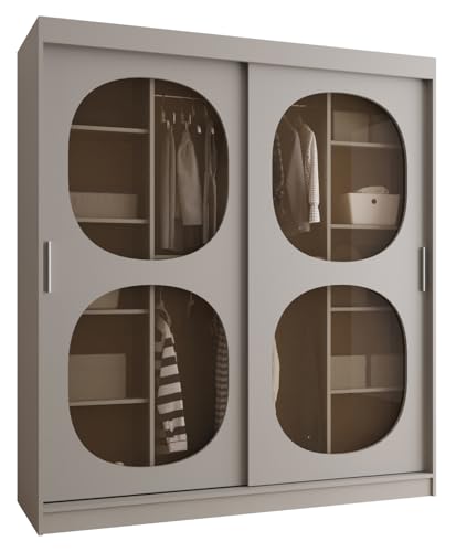 MEBLE KRYSPOL - Kleiderschrank - Schlafzimmerschrank - BxHxT 200x180x62cm - Schrank mit Schiebetüren mit Rauchglas, 2 Kleiderstangen und Fächern - Garderobenschrank BAHRAJN 2 - Kaschmir MEBLE KRYSPOL - Kleiderschrank - Schlafzimmerschrank - BxHxT 200x180x62cm - Schrank mit Schiebetüren mit Rauchglas, 2 Kleiderstangen und Fächern - Garderobenschrank BAHRAJN 2 - Kaschmir von MEBLE KRYSPOL
