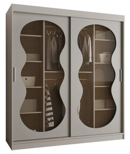 MEBLE KRYSPOL - Kleiderschrank - Schlafzimmerschrank - BxHxT 200x180x62cm - Schrank mit Schiebetüren mit Rauchglas, 2 Kleiderstangen und Fächern - Garderobenschrank BAHRAJN 3 - Kaschmir MEBLE KRYSPOL - Kleiderschrank - Schlafzimmerschrank - BxHxT 200x180x62cm - Schrank mit Schiebetüren mit Rauchglas, 2 Kleiderstangen und Fächern - Garderobenschrank BAHRAJN 3 - Kaschmir von MEBLE KRYSPOL