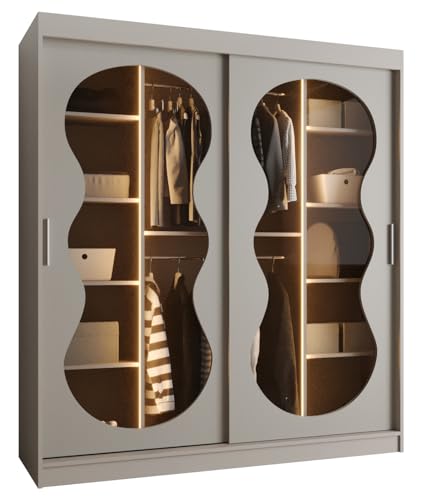 MEBLE KRYSPOL - Kleiderschrank - Schlafzimmerschrank - BxHxT 200x180x62cm - Schrank mit Schiebetüren mit Rauchglas, 2 Kleiderstangen und Fächern - Garderobenschrank BAHRAJN 3 - Kaschmir MEBLE KRYSPOL - Kleiderschrank - Schlafzimmerschrank - BxHxT 200x180x62cm - Schrank mit Schiebetüren mit Rauchglas, 2 Kleiderstangen und Fächern - Garderobenschrank BAHRAJN 3 - Kaschmir von MEBLE KRYSPOL
