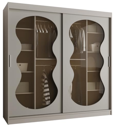 MEBLE KRYSPOL - Kleiderschrank - Schlafzimmerschrank - BxHxT 200x200x62cm - Schrank mit Schiebetüren mit Rauchglas, 2 Kleiderstangen und Fächern - Garderobenschrank BAHRAJN 3 - Kaschmir MEBLE KRYSPOL - Kleiderschrank - Schlafzimmerschrank - BxHxT 200x200x62cm - Schrank mit Schiebetüren mit Rauchglas, 2 Kleiderstangen und Fächern - Garderobenschrank BAHRAJN 3 - Kaschmir von MEBLE KRYSPOL