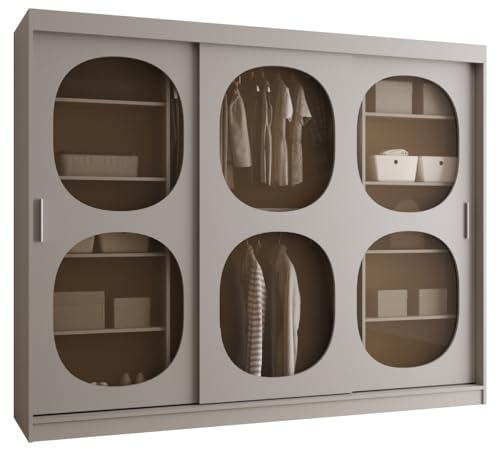 MEBLE KRYSPOL - Kleiderschrank - Schlafzimmerschrank - BxHxT 200x250x62cm - Schrank mit Schiebetüren mit Rauchglas, 2 Kleiderstangen und Fächern - Garderobenschrank BAHRAJN 2 - Kaschmir MEBLE KRYSPOL - Kleiderschrank - Schlafzimmerschrank - BxHxT 200x250x62cm - Schrank mit Schiebetüren mit Rauchglas, 2 Kleiderstangen und Fächern - Garderobenschrank BAHRAJN 2 - Kaschmir von MEBLE KRYSPOL