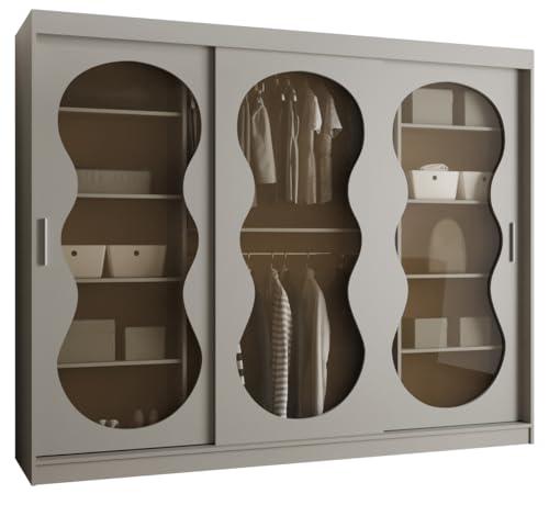 MEBLE KRYSPOL - Kleiderschrank - Schlafzimmerschrank - BxHxT 200x250x62cm - Schrank mit Schiebetüren mit Rauchglas, 2 Kleiderstangen und Fächern - Garderobenschrank BAHRAJN 3 - Kaschmir MEBLE KRYSPOL - Kleiderschrank - Schlafzimmerschrank - BxHxT 200x250x62cm - Schrank mit Schiebetüren mit Rauchglas, 2 Kleiderstangen und Fächern - Garderobenschrank BAHRAJN 3 - Kaschmir von MEBLE KRYSPOL