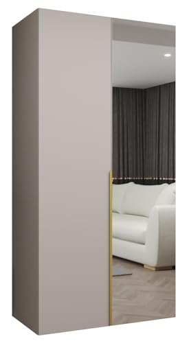MEBLE KRYSPOL - Kleiderschrank mit Spiegel - Drehtürenschrank - Schrank 100 x 202 x 52 cm - Garderobenschrank Schlafzimmer, Flur, Jugendzimmer - Kaschmir, Griff Gold - Alicante 2 MEBLE KRYSPOL - Kleiderschrank mit Spiegel - Drehtürenschrank - Schrank 100 x 202 x 52 cm - Garderobenschrank Schlafzimmer, Flur, Jugendzimmer - Kaschmir, Griff Gold - Alicante 2 von MEBLE KRYSPOL