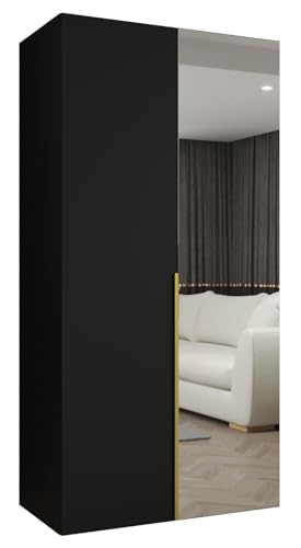 MEBLE KRYSPOL - Kleiderschrank mit Spiegel - Drehtürenschrank - Schrank 100 x 202 x 52 cm - Garderobenschrank Schlafzimmer, Flur, Jugendzimmer - Schwarz, Griff Gold - Alicante 2 MEBLE KRYSPOL - Kleiderschrank mit Spiegel - Drehtürenschrank - Schrank 100 x 202 x 52 cm - Garderobenschrank Schlafzimmer, Flur, Jugendzimmer - Schwarz, Griff Gold - Alicante 2 von MEBLE KRYSPOL