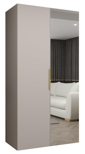 MEBLE KRYSPOL - Kleiderschrank mit Spiegel - Drehtürenschrank - Schrank 100x202x52cm - Garderobenschrank Schlafzimmer, Flur, Jugendzimmer - Farbe Kaschmir, Griff Gold - Marbella 2 100 MEBLE KRYSPOL - Kleiderschrank mit Spiegel - Drehtürenschrank - Schrank 100x202x52cm - Garderobenschrank Schlafzimmer, Flur, Jugendzimmer - Farbe Kaschmir, Griff Gold - Marbella 2 100 von MEBLE KRYSPOL