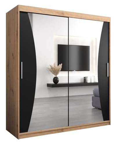 MEBLE KRYSPOL Kleiderschrank mit Spiegel Monaco - Garderobenschrank - Schrank Schlafzimmer - Mehrzweckschrank Zwei Schiebetüren - Regalen - Flur Möbel - Kleiderstange Schrank - Allzweckschrank MEBLE KRYSPOL Kleiderschrank mit Spiegel Monaco - Garderobenschrank - Schrank Schlafzimmer - Mehrzweckschrank Zwei Schiebetüren - Regalen - Flur Möbel - Kleiderstange Schrank - Allzweckschrank von MEBLE KRYSPOL