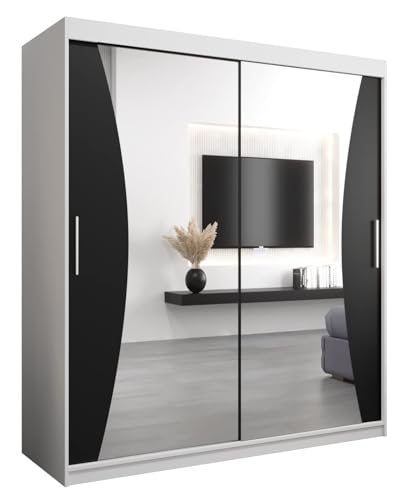 MEBLE KRYSPOL Kleiderschrank mit Spiegel Monaco - Garderobenschrank - Schrank Schlafzimmer - Mehrzweckschrank Zwei Schiebetüren - Regalen - Flur Möbel - Kleiderstange Schrank - Allzweckschrank MEBLE KRYSPOL Kleiderschrank mit Spiegel Monaco - Garderobenschrank - Schrank Schlafzimmer - Mehrzweckschrank Zwei Schiebetüren - Regalen - Flur Möbel - Kleiderstange Schrank - Allzweckschrank von MEBLE KRYSPOL