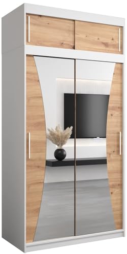 MEBLE KRYSPOL Kleiderschrank mit Spiegel Monaco - Garderobenschrank - Schrank Schlafzimmer - Mehrzweckschrank Zwei Schiebetüren - Regalen - Flur Möbel - Kleiderstange Schrank - Allzweckschrank MEBLE KRYSPOL Kleiderschrank mit Spiegel Monaco - Garderobenschrank - Schrank Schlafzimmer - Mehrzweckschrank Zwei Schiebetüren - Regalen - Flur Möbel - Kleiderstange Schrank - Allzweckschrank von MEBLE KRYSPOL