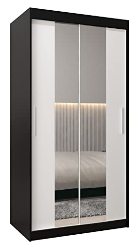 MEBLE KRYSPOL Kleiderschrank mit Spiegel Tokyo 1 - Garderobenschrank - Schrank Schlafzimmer - Mehrzweckschrank Zwei Schiebetüren - Regalen - Flur Möbel - Kleiderstange Schrank - Allzweckschrank von MEBLE KRYSPOL