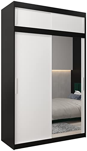 MEBLE KRYSPOL Kleiderschrank mit Spiegel Tokyo 2 - Garderobenschrank - Schrank Schlafzimmer - Mehrzweckschrank Zwei Schiebetüren - Regalen - Flur Möbel - Kleiderstange Schrank - Allzweckschrank von MEBLE KRYSPOL