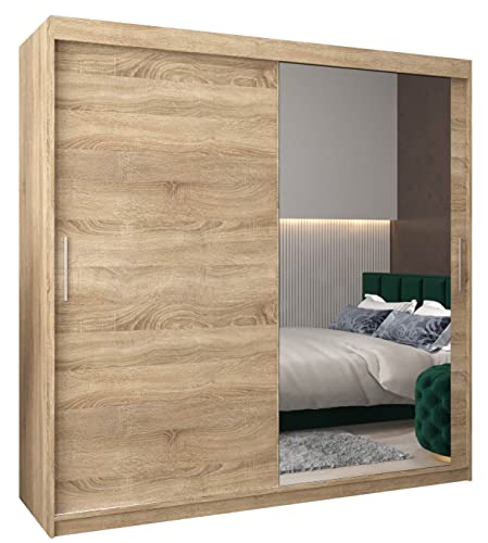MEBLE KRYSPOL Kleiderschrank mit Spiegel Tokyo 2 - Garderobenschrank - Schrank Schlafzimmer - Mehrzweckschrank Zwei Schiebetüren - Regalen - Flur Möbel - Kleiderstange Schrank - Allzweckschrank MEBLE KRYSPOL Kleiderschrank mit Spiegel Tokyo 2 - Garderobenschrank - Schrank Schlafzimmer - Mehrzweckschrank Zwei Schiebetüren - Regalen - Flur Möbel - Kleiderstange Schrank - Allzweckschrank von MEBLE KRYSPOL