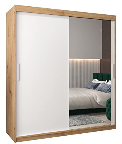 MEBLE KRYSPOL Kleiderschrank mit Spiegel Tokyo 2 - Garderobenschrank - Schrank Schlafzimmer - Mehrzweckschrank Zwei Schiebetüren - Regalen - Flur Möbel - Kleiderstange Schrank - Allzweckschrank MEBLE KRYSPOL Kleiderschrank mit Spiegel Tokyo 2 - Garderobenschrank - Schrank Schlafzimmer - Mehrzweckschrank Zwei Schiebetüren - Regalen - Flur Möbel - Kleiderstange Schrank - Allzweckschrank von MEBLE KRYSPOL