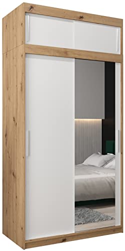 MEBLE KRYSPOL Kleiderschrank mit Spiegel Tokyo 2 - Garderobenschrank - Schrank Schlafzimmer - Mehrzweckschrank Zwei Schiebetüren - Regalen - Flur Möbel - Kleiderstange Schrank - Allzweckschrank MEBLE KRYSPOL Kleiderschrank mit Spiegel Tokyo 2 - Garderobenschrank - Schrank Schlafzimmer - Mehrzweckschrank Zwei Schiebetüren - Regalen - Flur Möbel - Kleiderstange Schrank - Allzweckschrank von MEBLE KRYSPOL