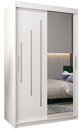 MEBLE KRYSPOL Kleiderschrank mit Spiegel York 2 - Garderobenschrank - Schrank Schlafzimmer - Mehrzweckschrank Zwei Schiebetüren - Regalen - Flur Möbel - Kleiderstange Schrank - Allzweckschrank von MEBLE KRYSPOL